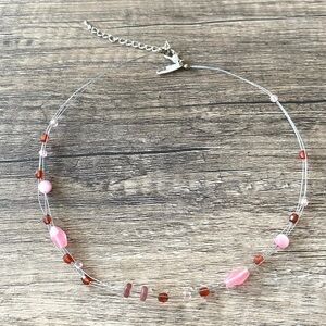 Red Pink Beaded Necklace
